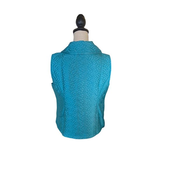 Chicos Weekends Womens Quilted Teal Zip-Up Vest Size 1 Medium Collared - Picture 2 of 8